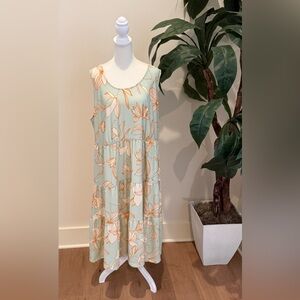 Ava & Viv Mint and Orange Floral Midi Dress